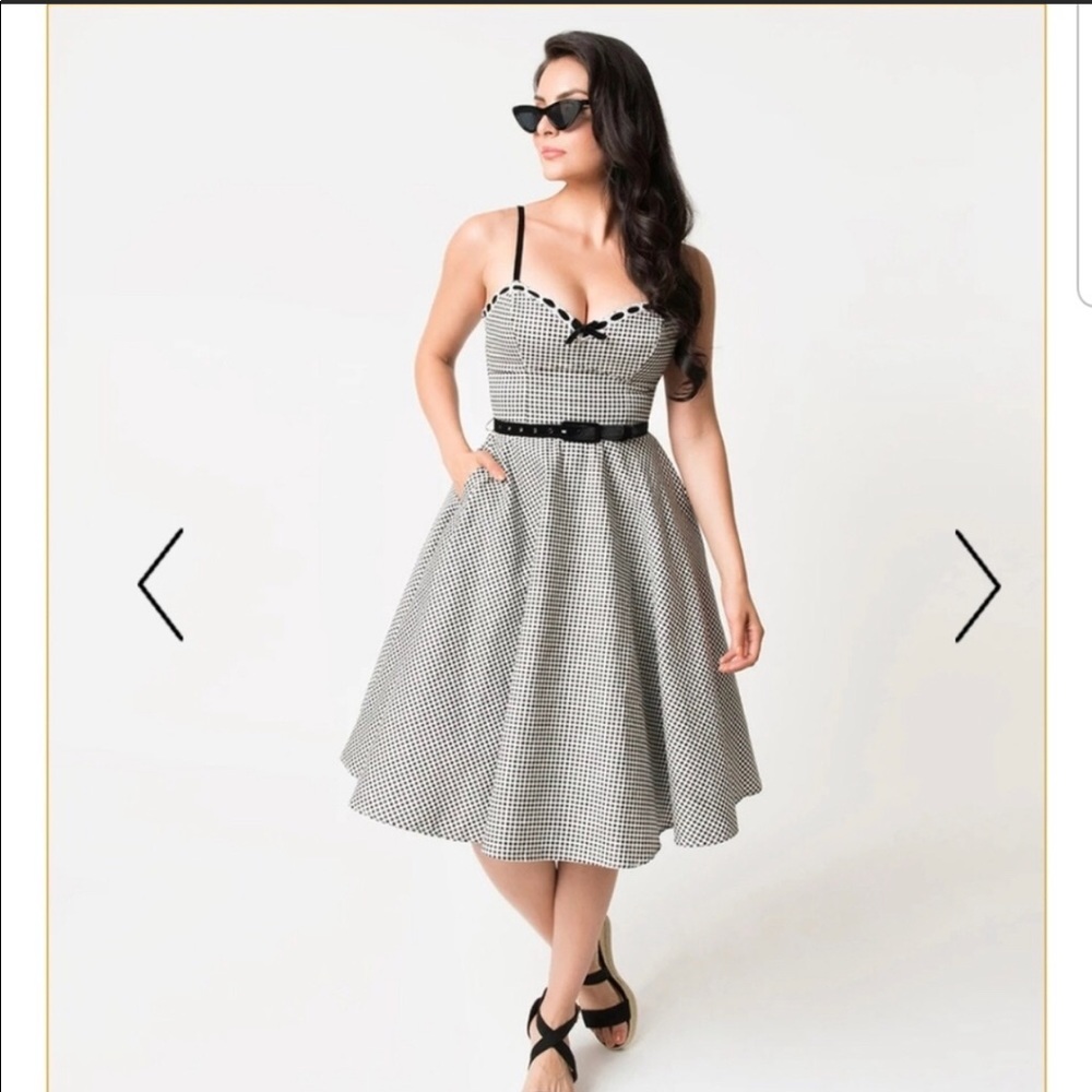 Micheline Pitt Gingham Belle Swing Dress Sz S